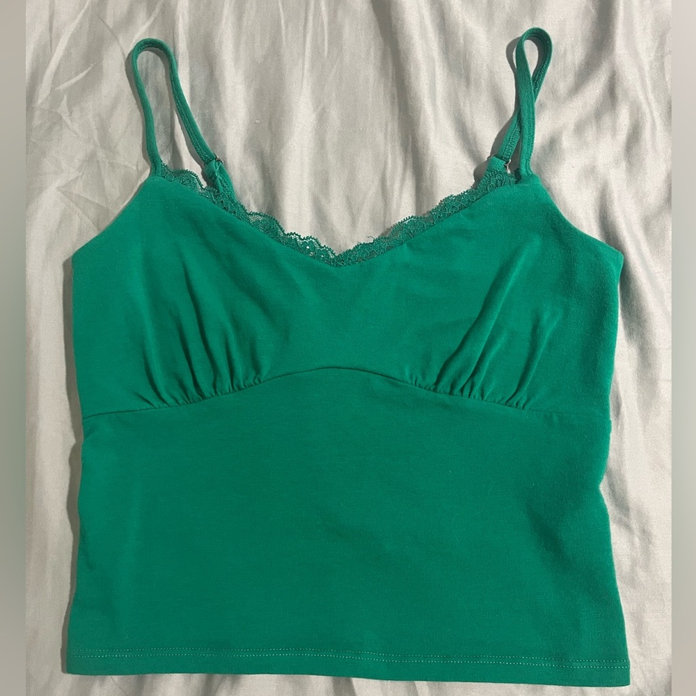 emerald green hollister lace cami size small